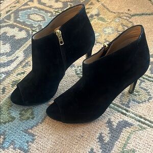 Black Suede Ankle Booties with Stiletto Heels